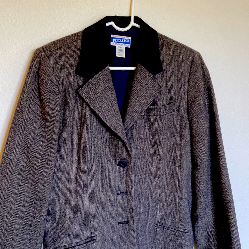 Pendleton wool blazer blue tweed Size 10. Vintage Pristine condition